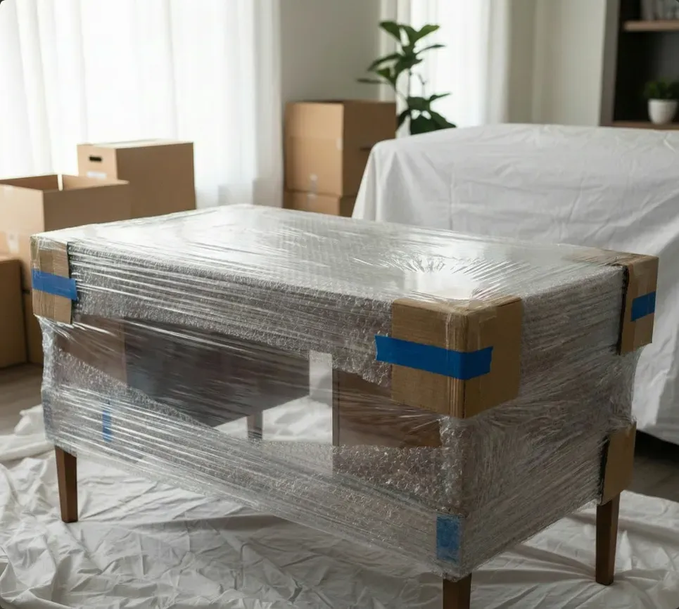 stol zamotan strech folijom